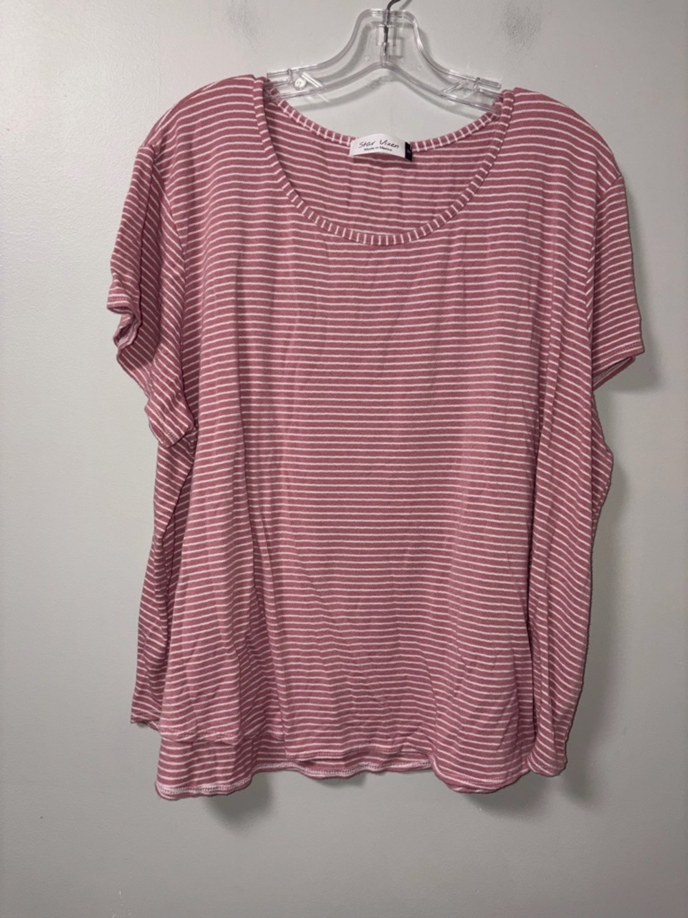 Star vixen pink white striped short sleeve top 3X basic comfy tee
